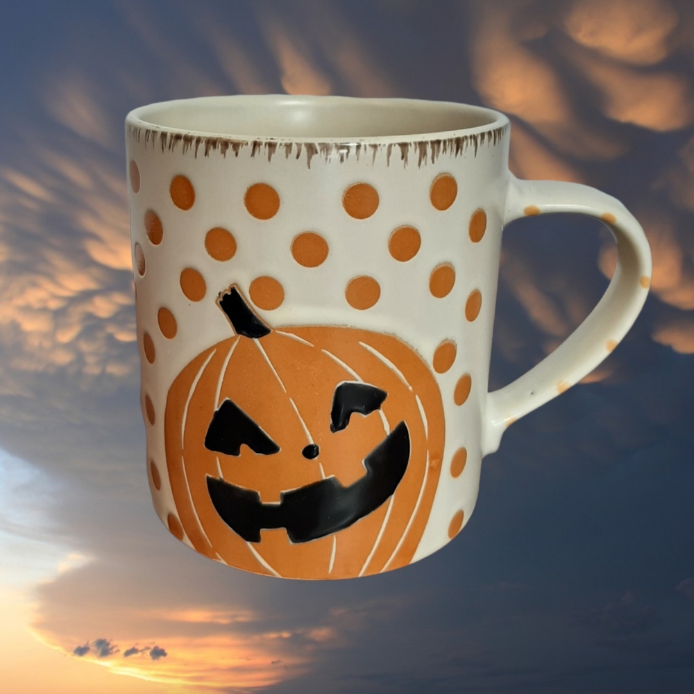 SPECTRUM Designz Trixy Retro 18oz Halloween Pumpkin Head Coffee Mug